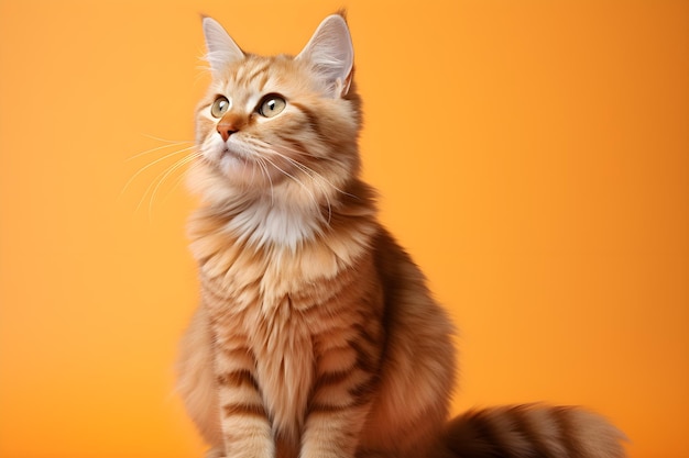 Super modelado un gato sentado en el fondo del estudio