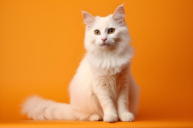 Super modelado un gato sentado en el fondo del estudio