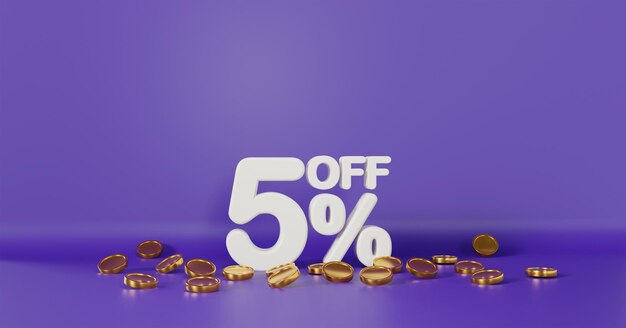 Super oferta de venta 5 por ciento de descuento con fondo morado