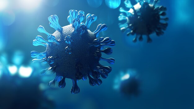 Super primer plano Coronavirus COVID-19 en el fondo del pulmón humano. Concepto de ciencia microbiología