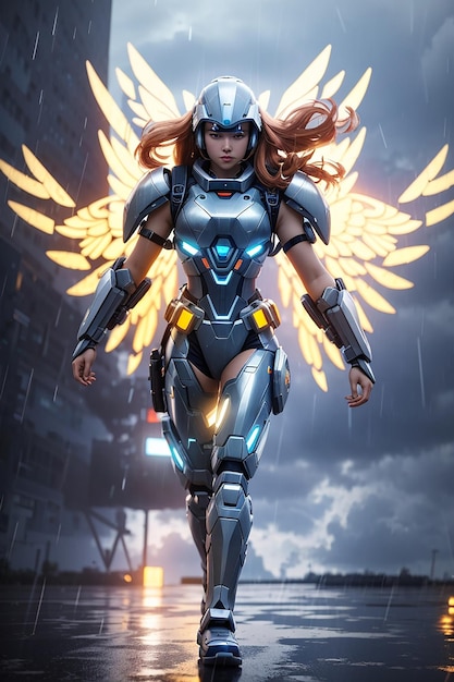 Super-Soldat-Mädchen-Futuretech-Illustration
