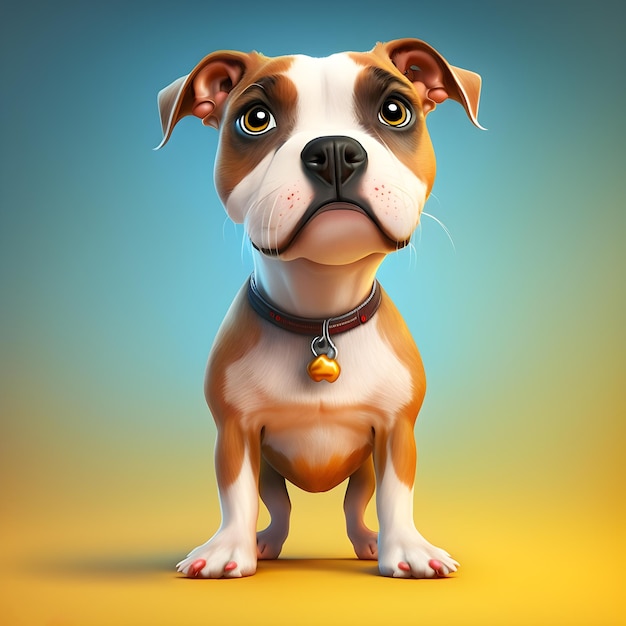 Super süßer American Staffordshire Terrier im Stil von Pixar Cartoon generative ai