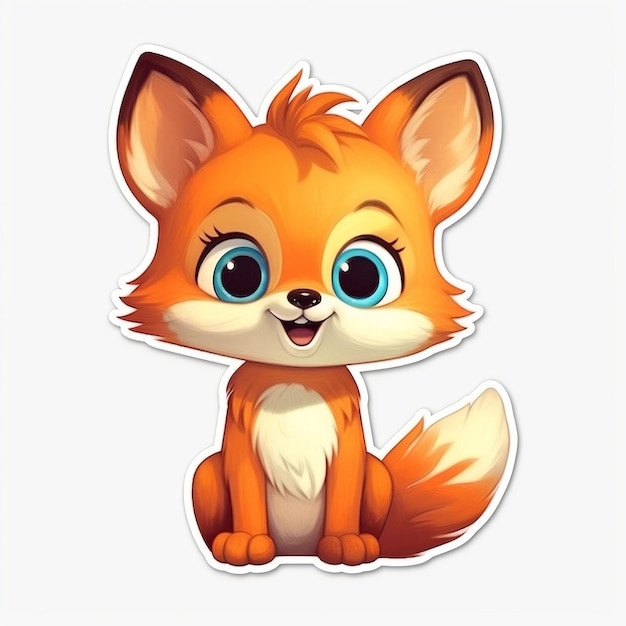 Super süßer Baby-PixarStyle-Fuchs-Aufkleber, generative KI