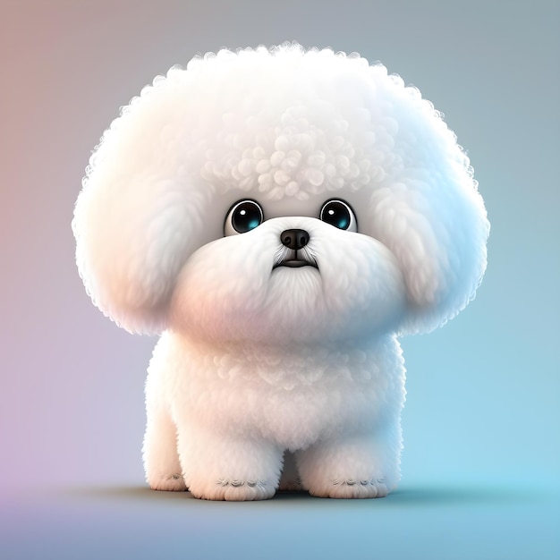 Super süßer Bichon Frise im Stil von Pixar Cartoon Generative AI