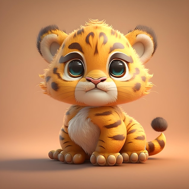 Super süßer kleiner Babytiger im Stil der generativen ai der Pixar-Cartoons