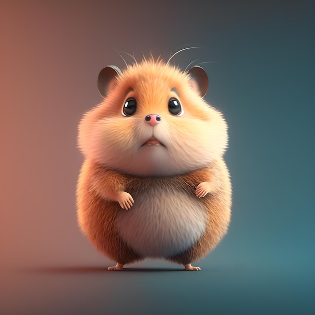 Super süßer kleiner Hamster im Stil von Pixar Cartoon Generative AI