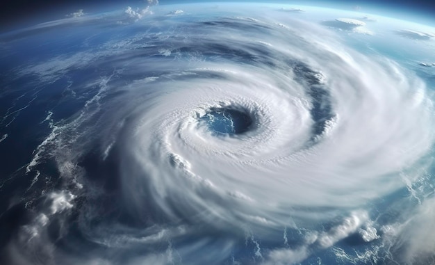 Foto super taifun tropischer sturm zyklon tornado über dem ozean wetterhintergrund