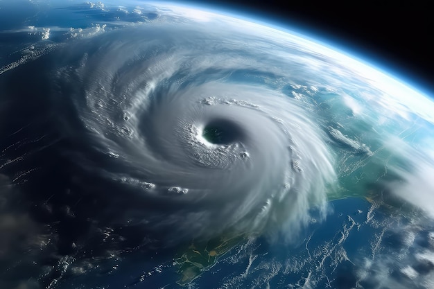 Super tifón sobre el océano vista desde el espacio exterior AI