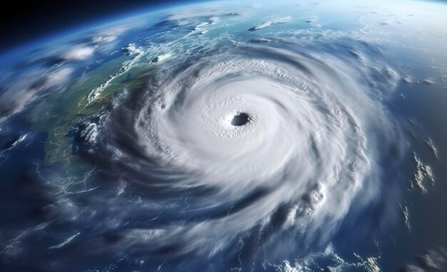 Súper tifón tormenta tropical ciclón tornado sobre el océano Fondo meteorológico
