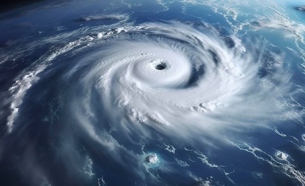 Foto súper tifón tormenta tropical ciclón tornado sobre el océano fondo meteorológico