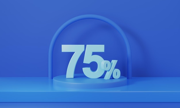 Super venda de pódio com desconto de 75% em fundo azul