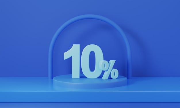 Súper venta Podium con oferta de descuento del 10 por ciento en fondo azul