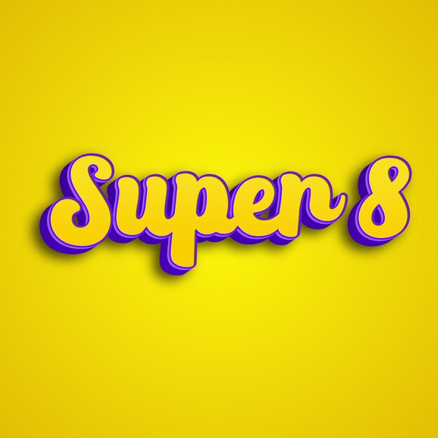 Super8 tipografia 3d design amarelo rosa branco fundo foto jpg