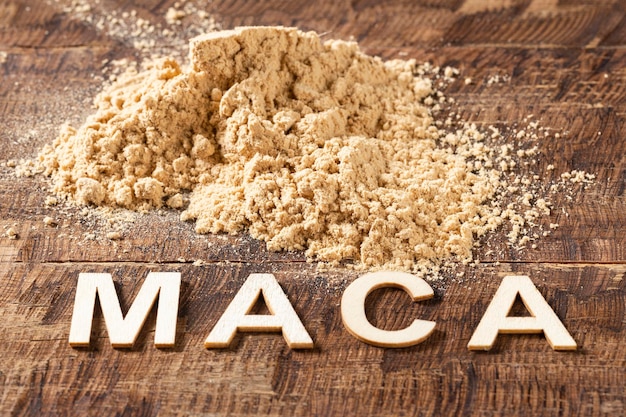 Superalimento em pó de maca desidratado da América do Sul