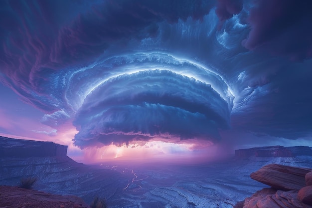 Supercell-Gronzensturm in der Dämmerung