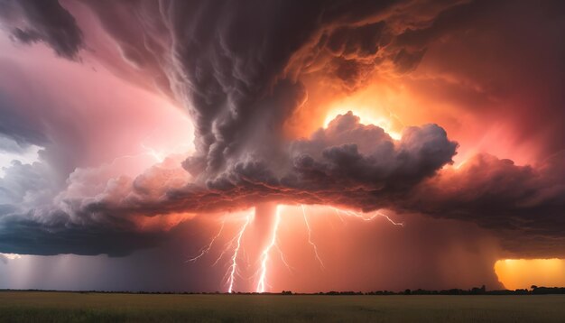 Foto la supercélula de la tormenta puede con los relámpagos