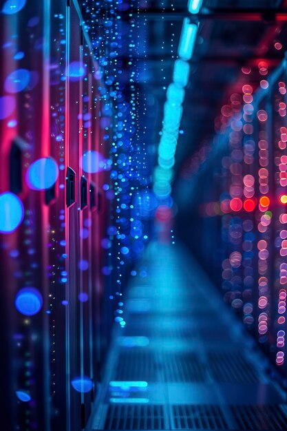Una supercomputadora en funcionamiento del centro de operaciones del centro de datos