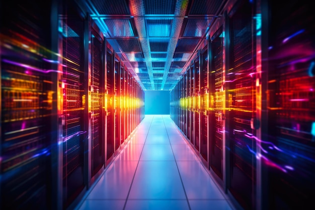 Supercomputadores e servidores do Corredor do Centro de Dados Vibrante