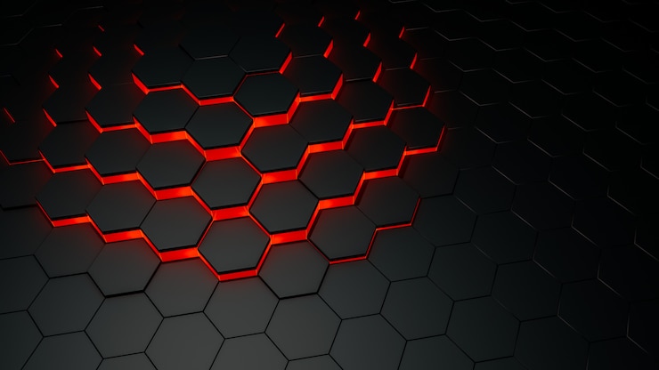 Foto superfície abstrata de hexágonos pretos