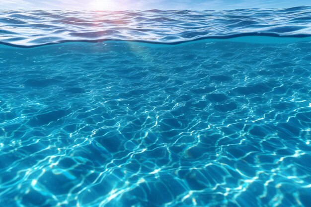 Foto la superficie azul del agua del mar con reflejos del sol