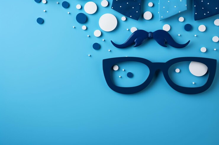 Foto superfície azul com elementos decorativos para o dia do pai