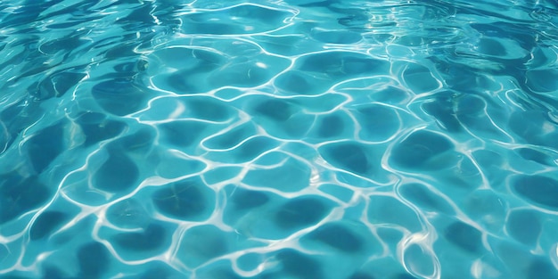 Superfície da água do mar azul com ondas e ondulações com IA gerada