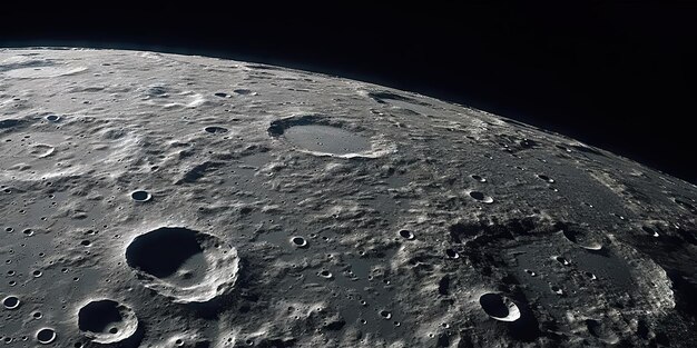 Superfície da lua com crateras e fundo do espaço Beleza do universo Generatie AI