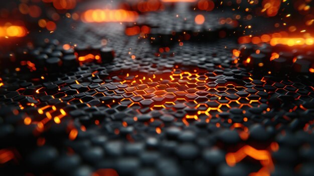 Foto superfície de malha hexagonal de fogo