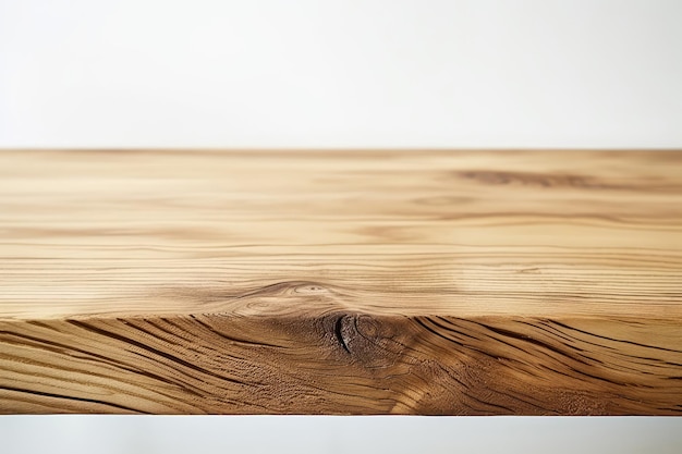 Superfície de mesa de madeira sobre fundo branco IA generativa