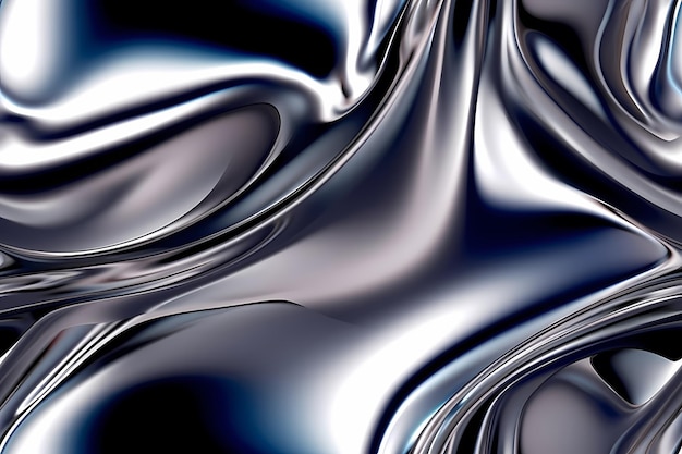 Superfície de metal líquido iridescente com ondulações ilustração 3d Fundo fluorescente abstrato Decoração perfeita para design futurista Generative Ai
