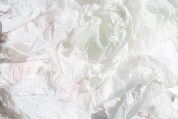 Superfície de saco plástico amassado branco
