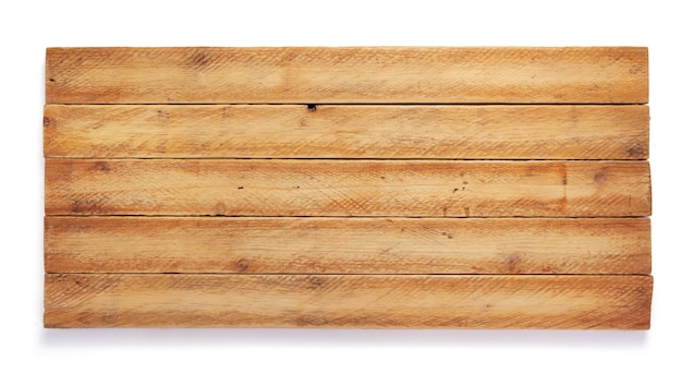 Foto superfície de tábua de madeira envelhecida isolada em fundo branco