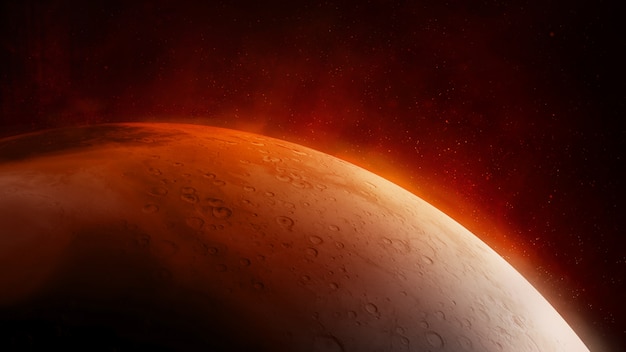 Foto superfície do close-up vermelho do planeta marte.