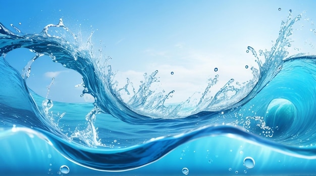 Superficie de fondo de agua con salpicaduras y agua limpia líquida transparente