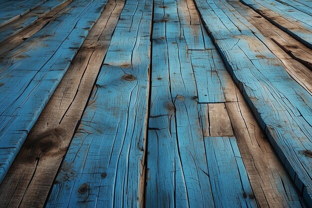 Superficie de fondo de textura de madera azul con patrón natural antiguo o vista superior de la tabla de texturas de madera antigua