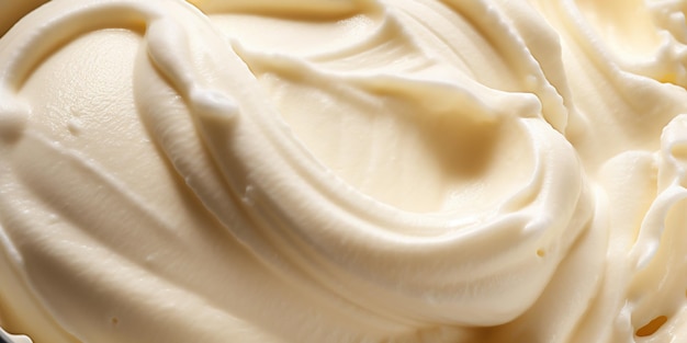 Superficie generativa de helado de vainilla de IA de cerca textura de helado blanco como fondo