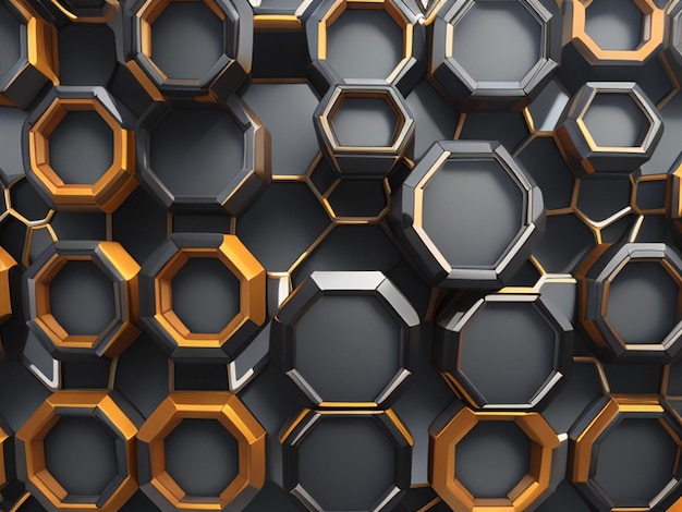 Superfície hexagonal preta e dourada de alta tecnologia fundo escuro para banner convite papel de parede cabeçalhos de site anúncios impressos modelo de design de embalagem