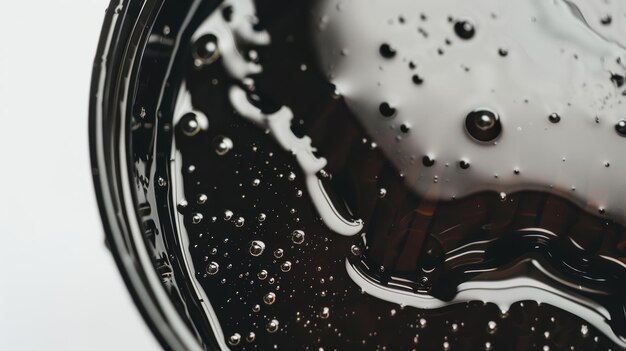 Superficie líquida negra con burbujas que forman formas abstractas