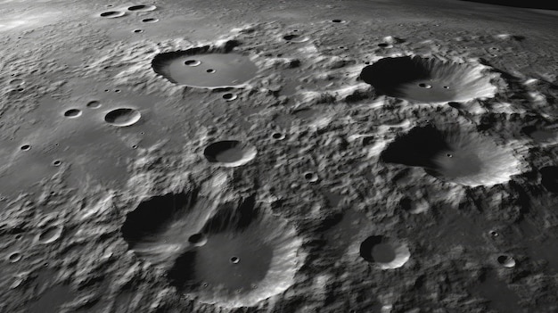 La superficie de la luna con cráteres y características lunares generadas por IA