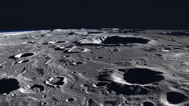 La superficie de la luna con cráteres en gran detalle