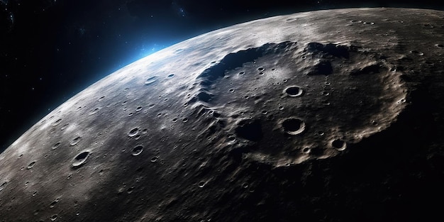 Superficie lunar con cráteres y fondo espacial Belleza del universo Generatie AI
