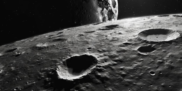 Foto superficie lunar con cráteres y fondo espacial belleza del universo generatie ai