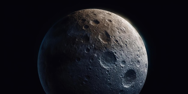 Superficie lunar con cráteres y fondo espacial Belleza del universo Generatie AI