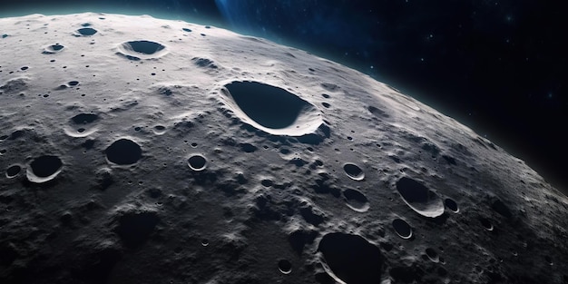 Superficie lunar con cráteres y fondo espacial Belleza del universo Generatie AI
