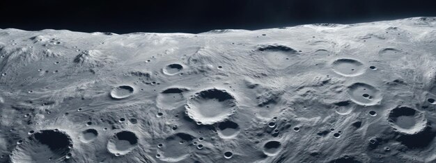 Foto superfície lunar detalhada com crateras e texturas captivador close do terreno acidentado da lua contra o cosmos escuro ai generative