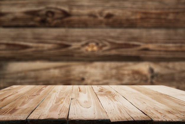 Foto superficie de madera sobre fondo de tablas