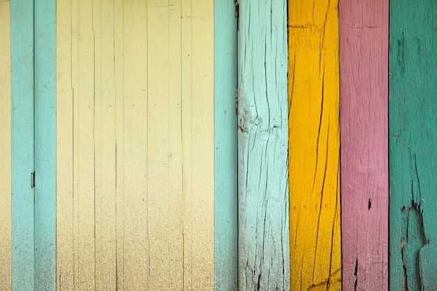 Superficie de madera vieja, verde, azul, bellamente decorada en el fondo de la pared.