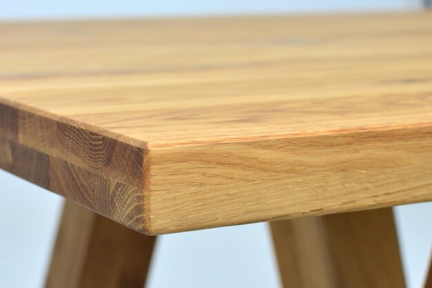 Foto superficie de mesa de comedor de madera mobiliario de madera natural de cerca