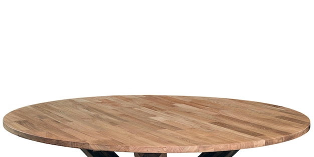 Superficie de la mesa de madera Muebles de madera natural Vista cercana Mesa aislada sobre fondo blanco Mesa de madera maciza para producción de vídeo o fotografía