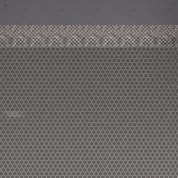 Una superficie de metal gris y negro con hexágonos.